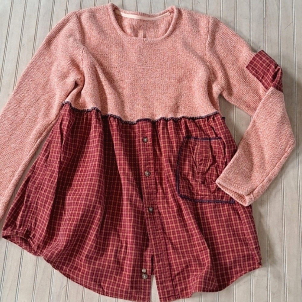 Abercrombie Vintage Upcycled Funk Boho Patchwork Oversized Tunic Dress Sweater